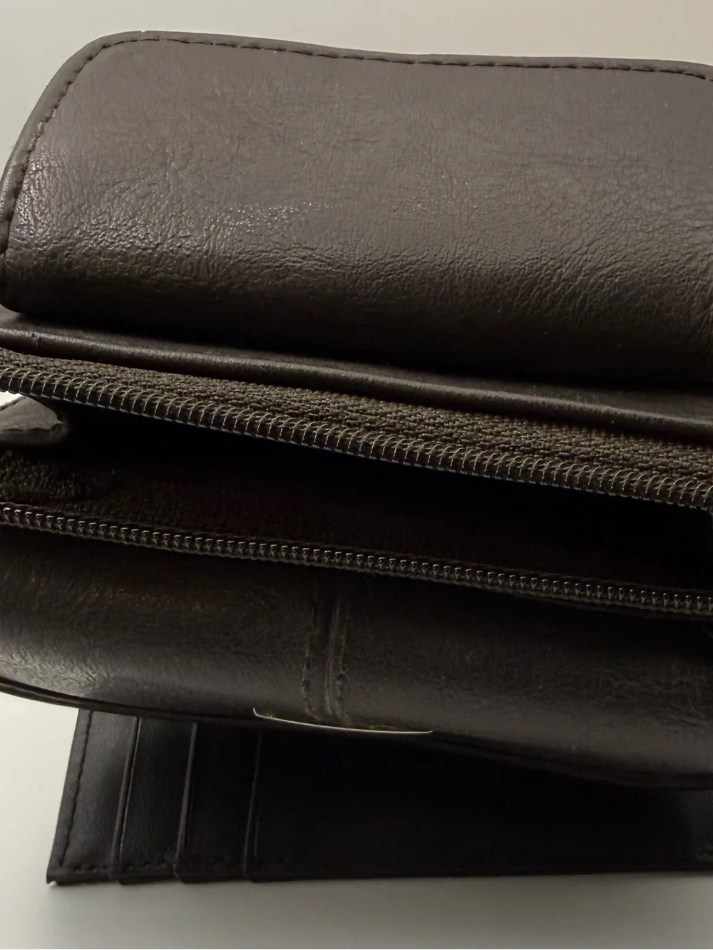 Women's Black Leather Wallet with Silver Detail